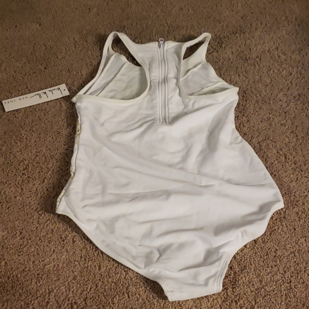 Nicole Miller NWT White Gold One Piece Swimsuit Size 6 Luxury Resort - Picture 6 of 7